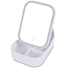 Зеркало светодиодный макияжа со светодиодной подсветкой и сенсорным управлением, складной портативный органайзер для косметики, коробка для хранения, чехол, зеркала для макияжа