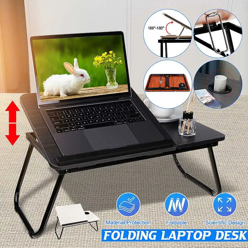 

New Portable Folding Laptop Stand Holder Study Table Desk Wooden Computer Desk for Bed Sofa Tea Serving Table 60x35x26cm