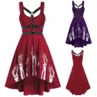 Платье женское ТРАПЕЦИЕВИДНОЕ на тонких бретельках, пикантное Винтажное с принтом в стиле панк, повседневная одежда в готическом стиле, в стиле рок-ролл