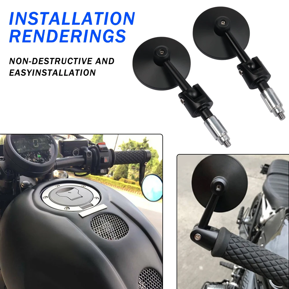 Зеркало заднего вида для мотоцикла MT07 MT09 R1R3 S1000 FZ8 R1200GS GSXR650 Z750 CBR250R Cafe Racer PCX125 7/8