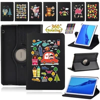 for huawei mediapad t3 10 9 6t5 10 10 1 360 degree rotating case drop resistance cartoon leather stand tablet cover case