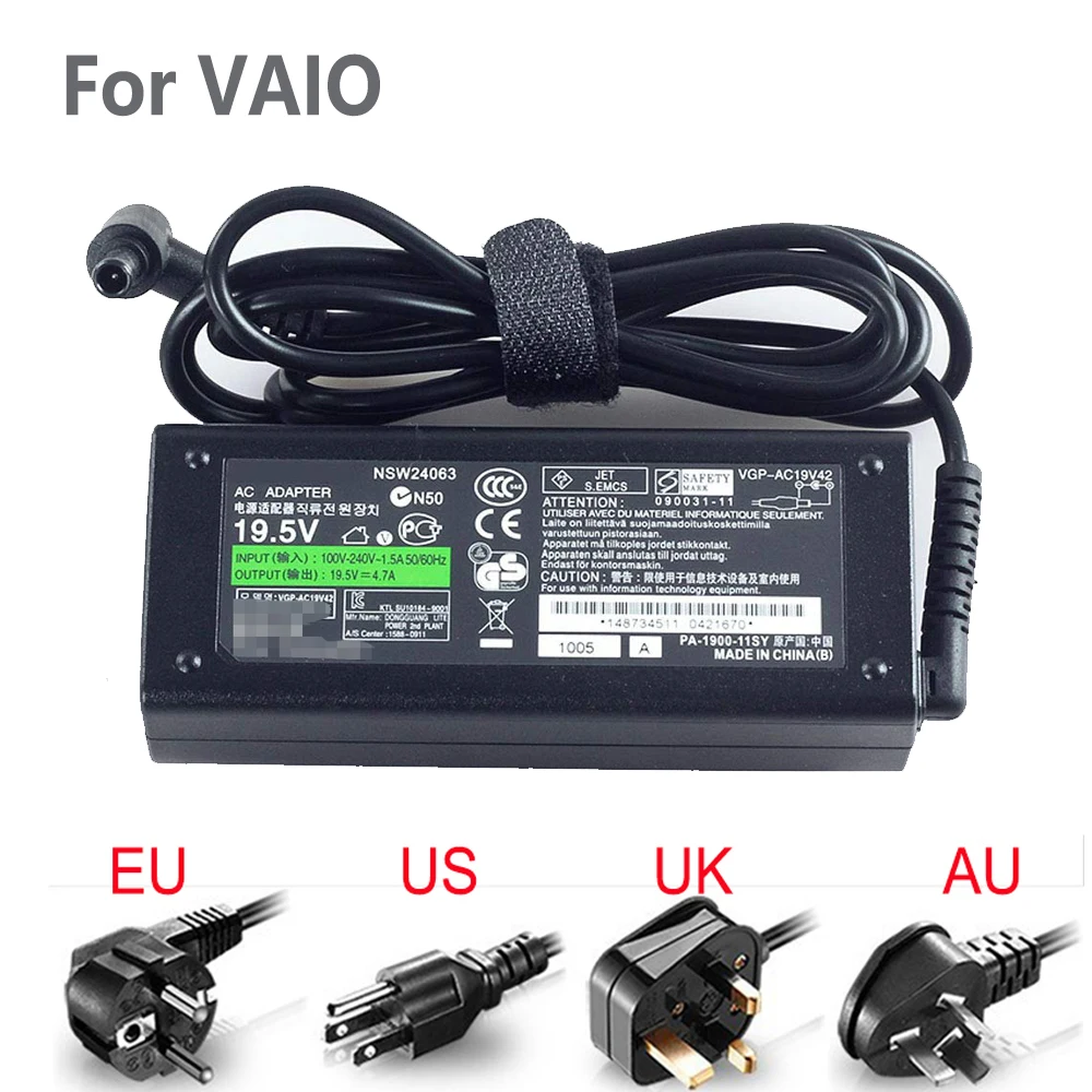 

19.5V 4.7A 90w AC Adapter Battery Charger for Sony Vaio VGN Series ,Power cord included