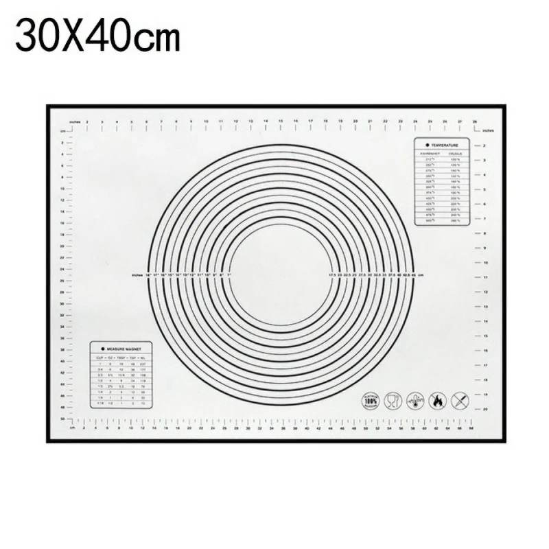 30x40cm black Hifuar 60*40/40*30 см силиконовый коврик для выпечки со шкалой прокатки теста коврик антипригарный кондитерский лист печь лайнер коврик для замеса теста - Цвет: 30x40cm black