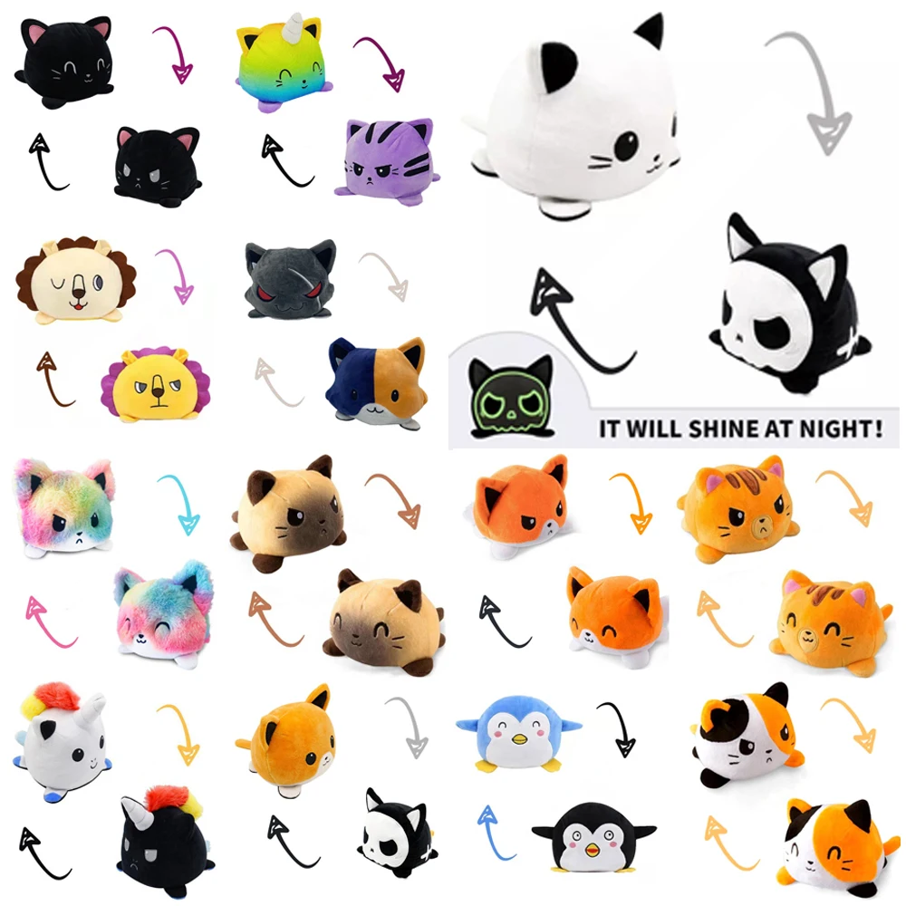 

Double sided Cat Gato Kids Plushie Plush Animals unicorn Double-Sided Flip Doll Cute Toys Peluches For Pulpos