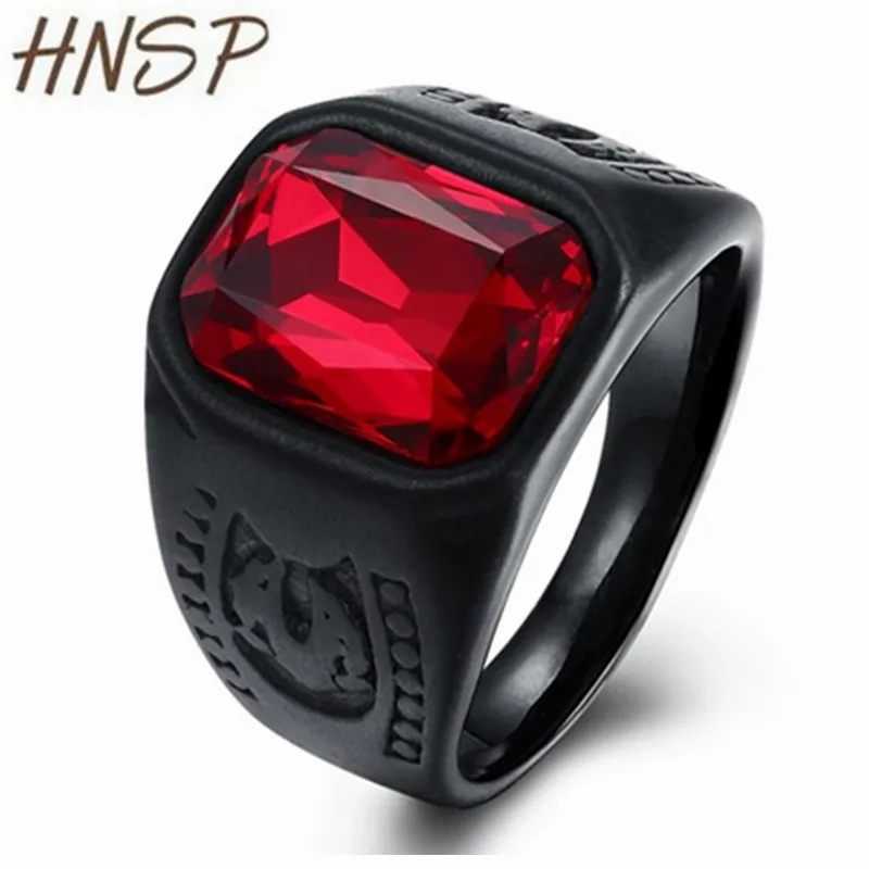 Red HNSP Винтажное кольцо с черным камнем для мужчин модные мужские ювелирные изделия bague Anel 7-12 US размер Новинка - Цвет основного камня: Red
