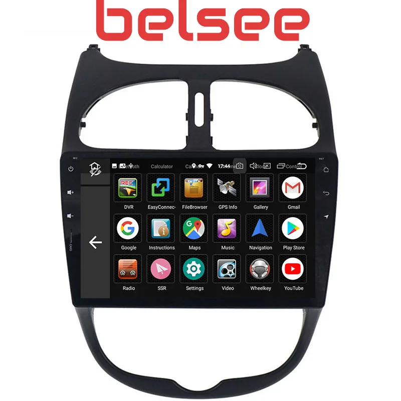 Belsee 9&quot Touch Screen Android 9.0 octa core Ram 4+64GB Head Unit Car Radio GPS Navigation Multimedia Player for Peugeot 206 |