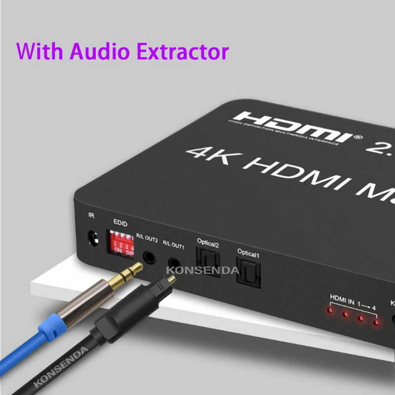 4x2 HDMI 2 0 Φ 4 x вход сигнала выхода поддержка волоконных и стерео наушников выход для