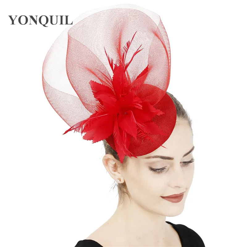 

Women Elegant Accessories Hairbands Millinery Headwear Nice Fascinator Cocktail Mesh Headpiece Imitation Sinamay Fascinator Hats