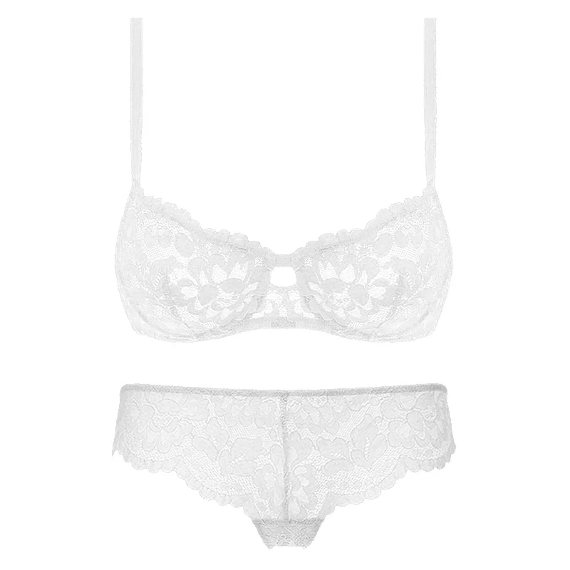 White Set Lilymoda, женский сексуальный ультра тонкий бюстгальтер, короткие комплекты, модное кружевное нижнее белье, высокое качество, бюстгальтер, удобное нижнее белье - Цвет: White Set