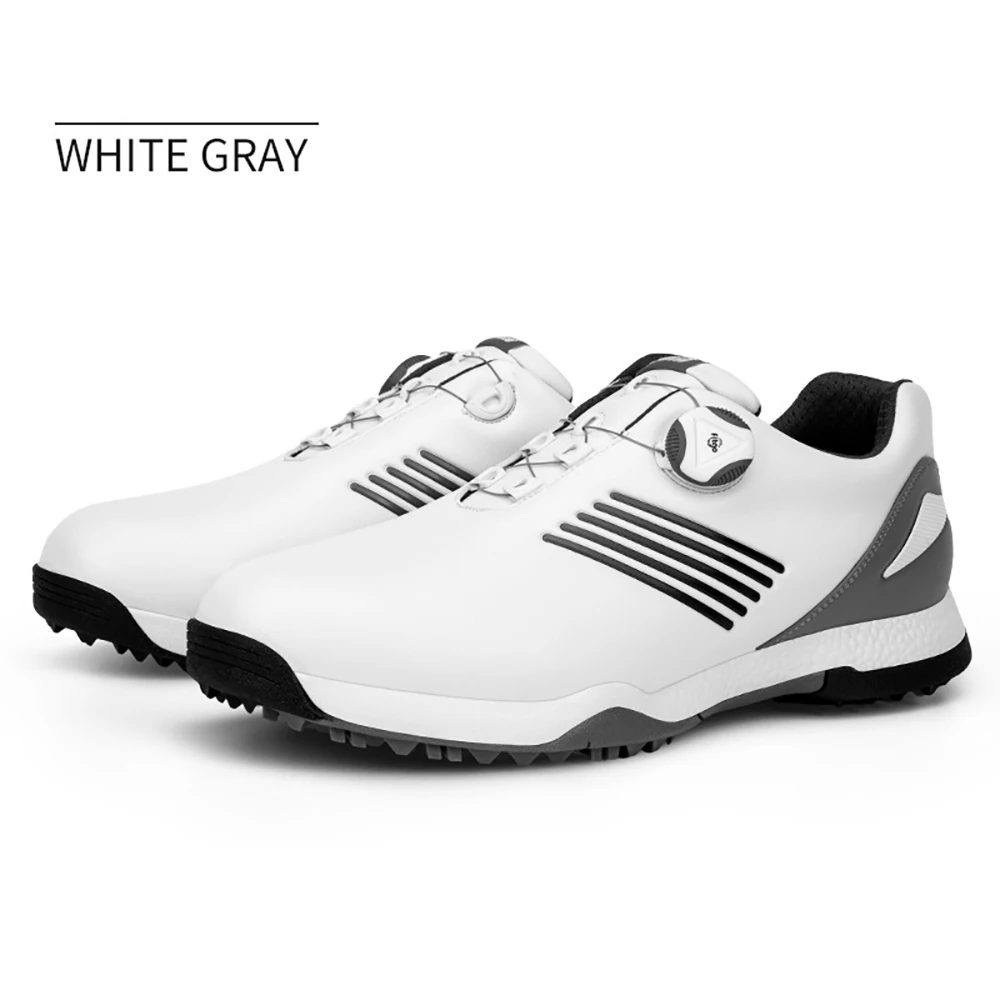 PGM Golf Shoes Comfortable Breathable Knob Buckle Golf Men'S Shoes Waterproof Genuine Leather Sneakers Spikes Nail Non-Slip