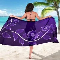 purple floral sarong 3d printed towel summer seaside resort casual bohemian style beach towel