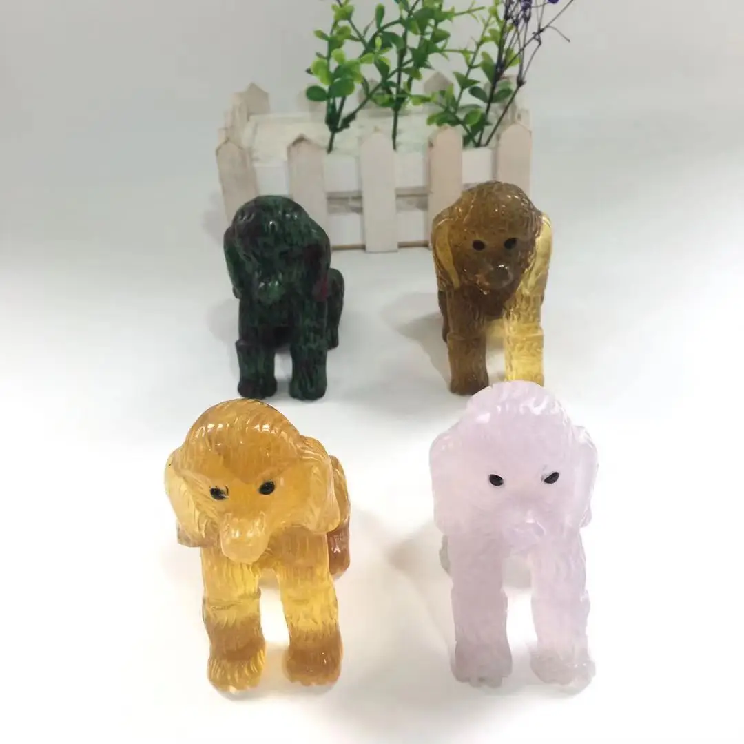 

Factory Wholesale High Quality Crystal Stone Hand Carved Dog for Gift and Decoration YHM