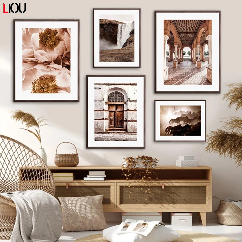 Настенная картина в виде пиона коридора водопада лошади настенные картины на