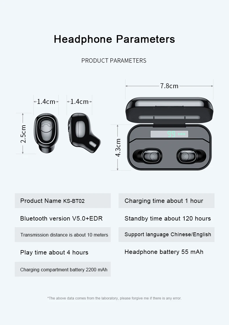 KSUN BT-01 TWS 5,0 Bluetooth наушники 3D стерео беспроводные наушники с двойным микрофоном