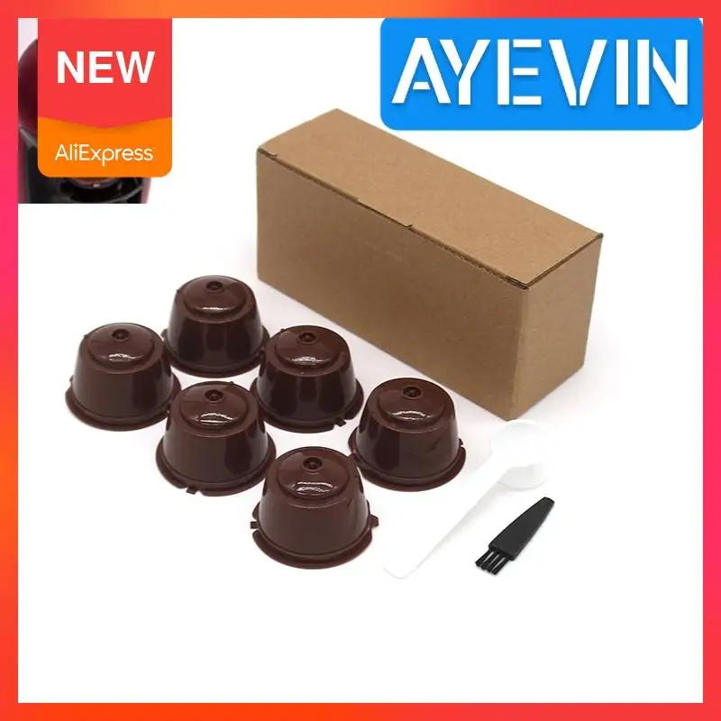Ayevin 6/3Pcs Fit Reusable Coffee Capsule Filters For Dolce Gusto Filter Cup For Nespresso With Spoon Brush Kitchen Accessories