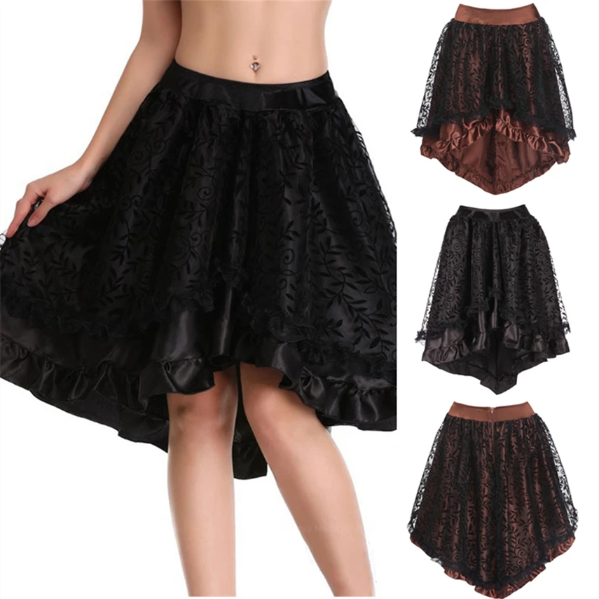 

Кружевная юбка, винтажные королевские средневековые костюмы для косплея для женщин и девочек, мини-платье, атласный кофейный черный наряд н...