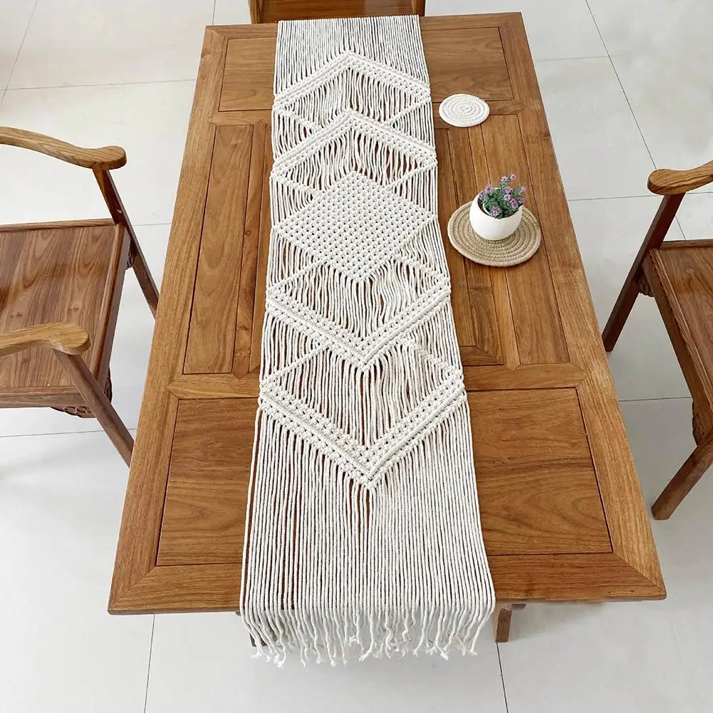 34x200CM Hollow Out Macrame Table Runner Boho Wedding Decoration Nordic Style Boho Table Runner With Tassels Drop Shipping