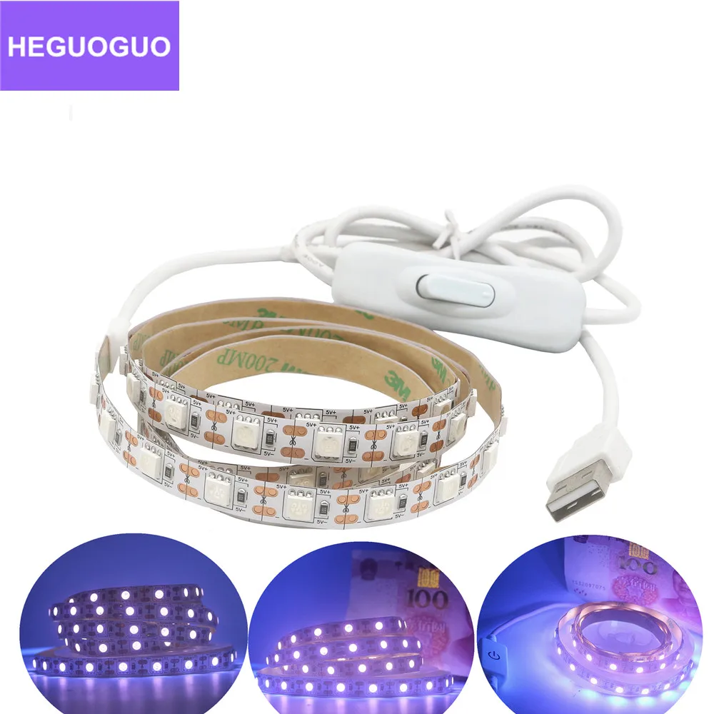 

UV LED Strip Light 5V USB SMD 5050 60leds/m 0.5M 1M 1.5M 2M IP30 Ribbon Purple Flexible Ultraviolet Tape for DJ Fluorescence