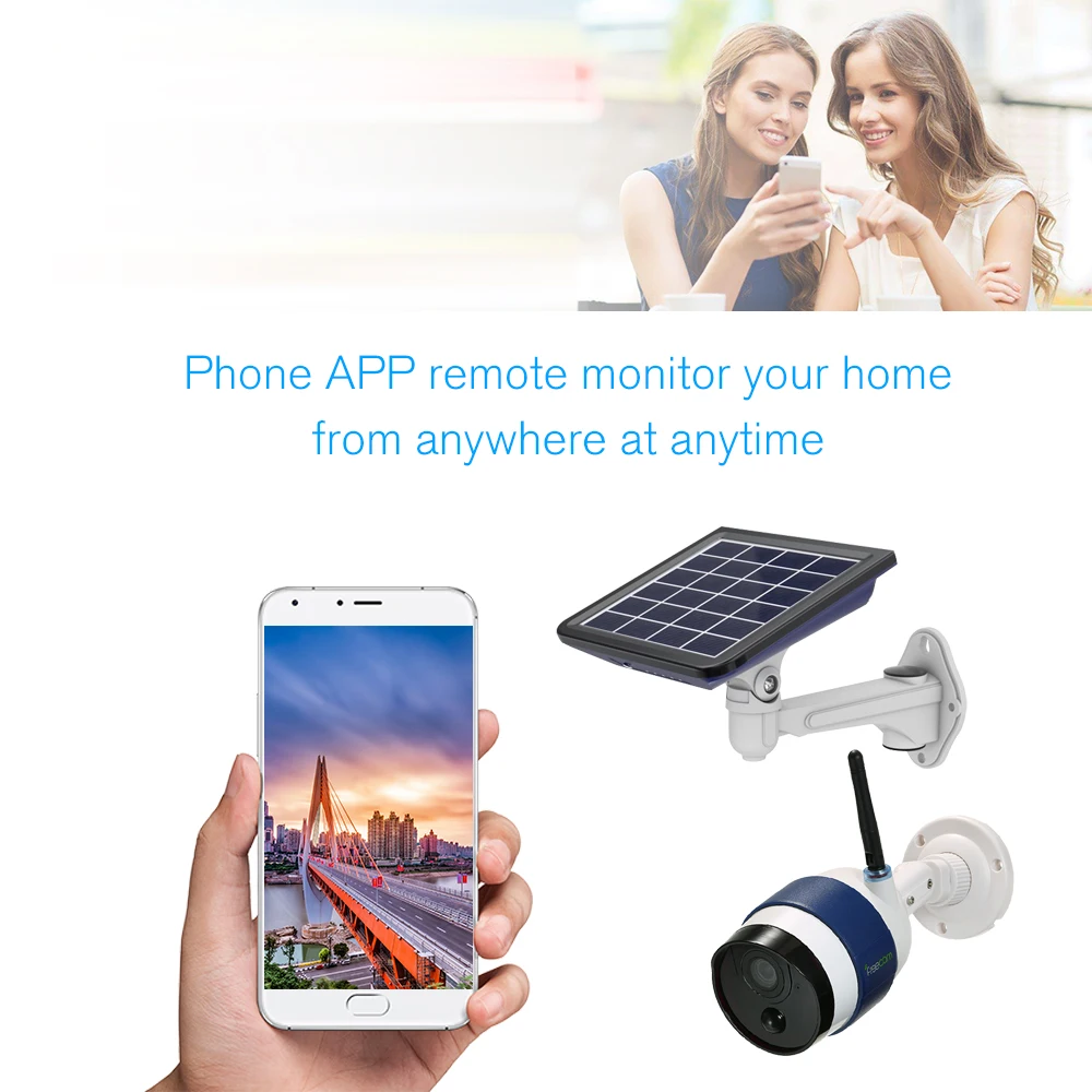 Беспроводная 720P WiFi Солнечная камера с активированным движением пули IP