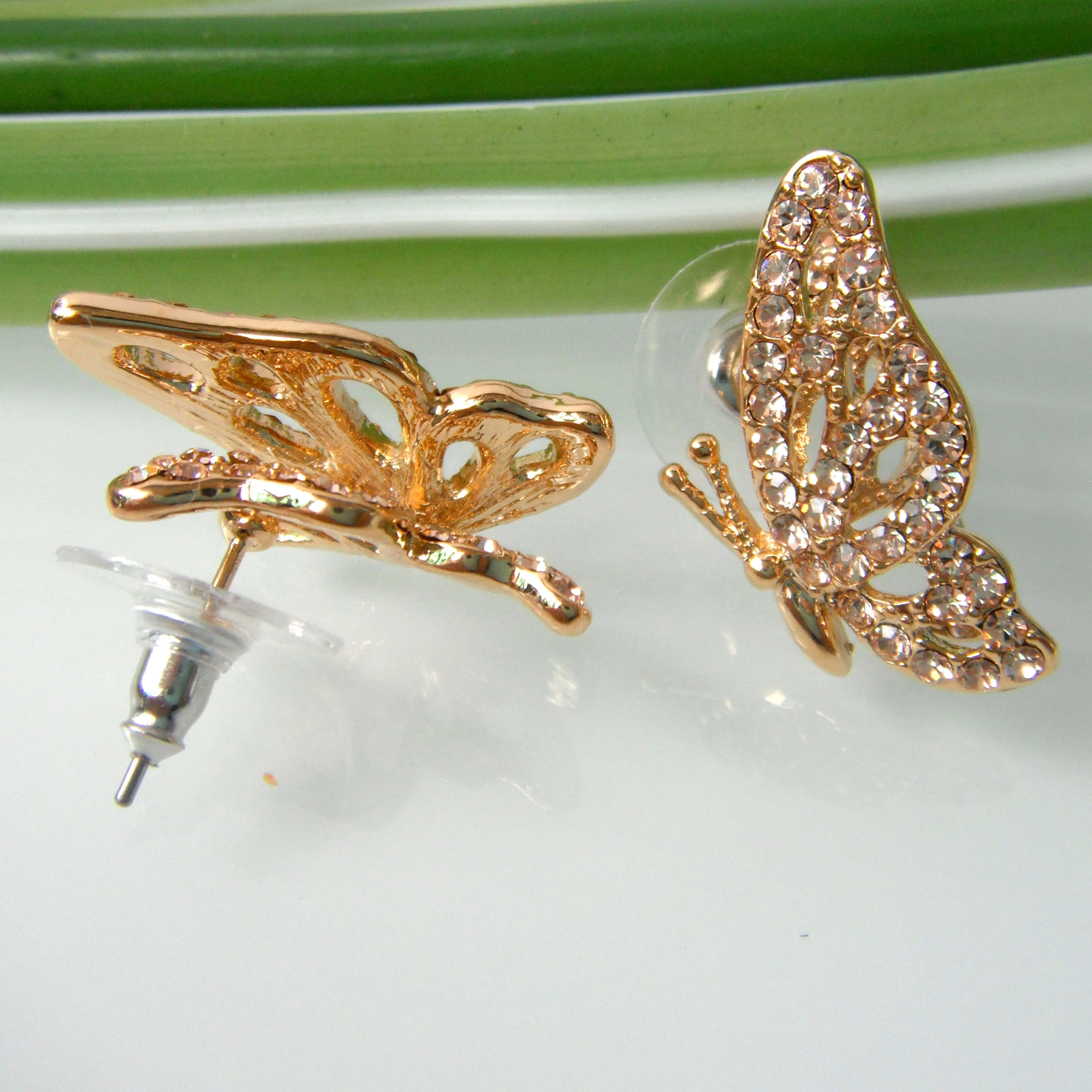 Navachi крылья бабочки Желтые GP хрустальные серьги-гвоздики SMT1435 | Украшения и