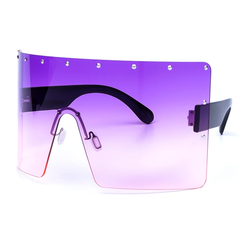 

Women's oversized diamond one-piece sunglasses anti-ultraviolet glasses rimless gradient glasses retro ladies goggles UV400