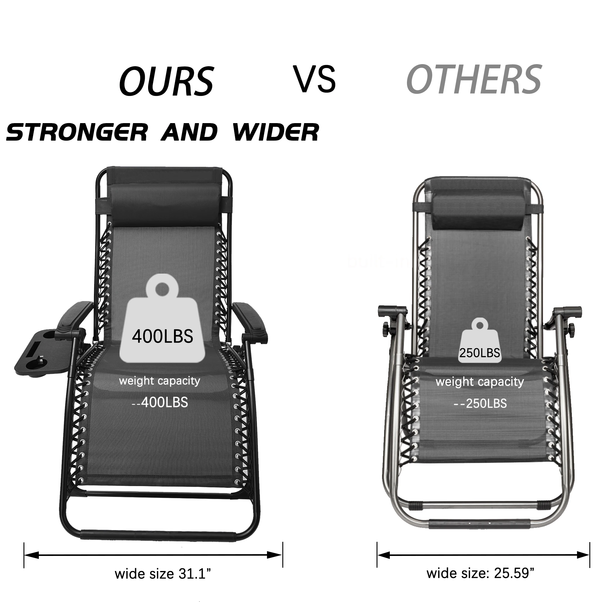 Уличный складной стул для патио откидной лагеря с подушкой и держателем чашки