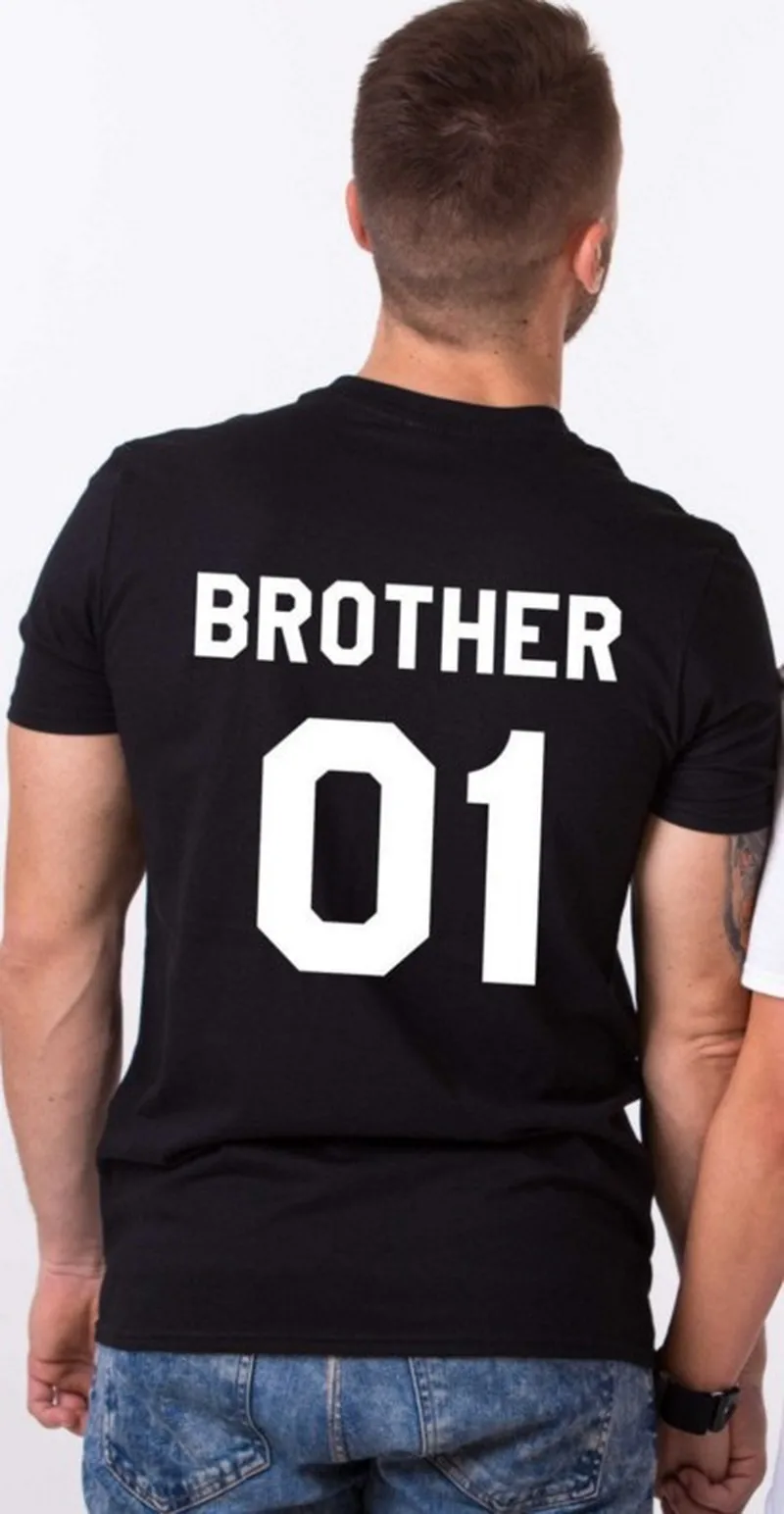 Футболка с надписью Brother Sister Женская свободная футболка коротким рукавом и