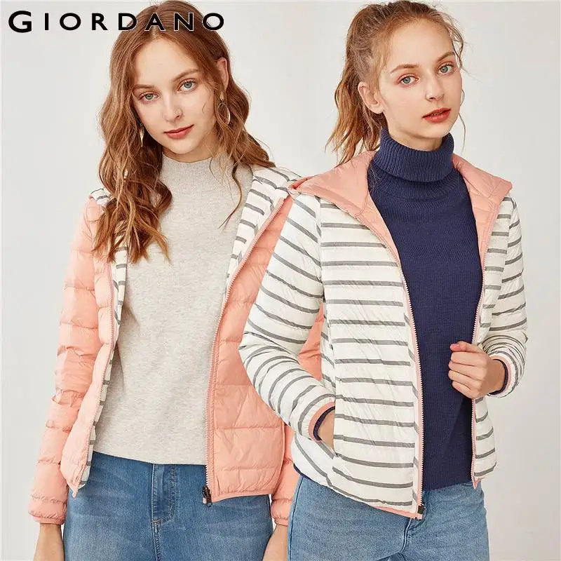 Giordano женский Реверсивный пуховик с капюшоном