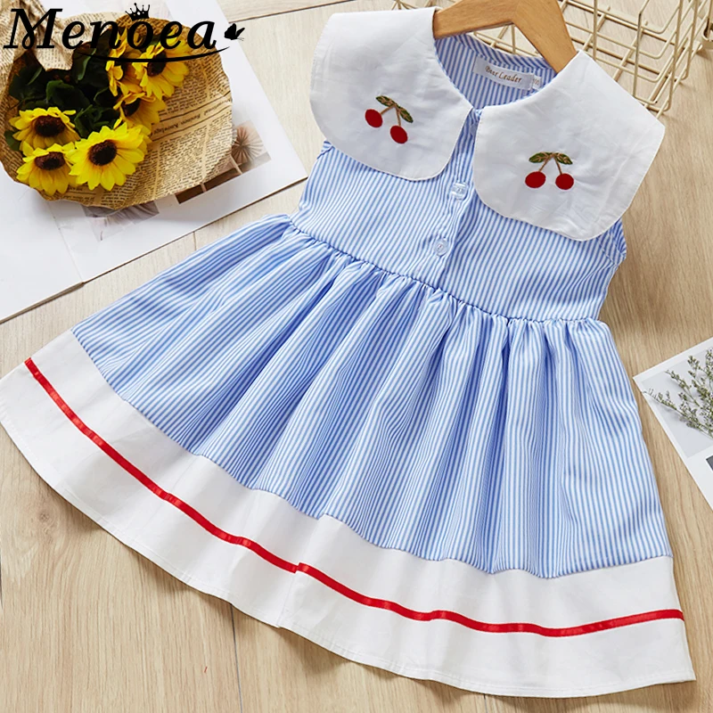 Платье в полоску для девочек модные стильные детские платья без рукавов с