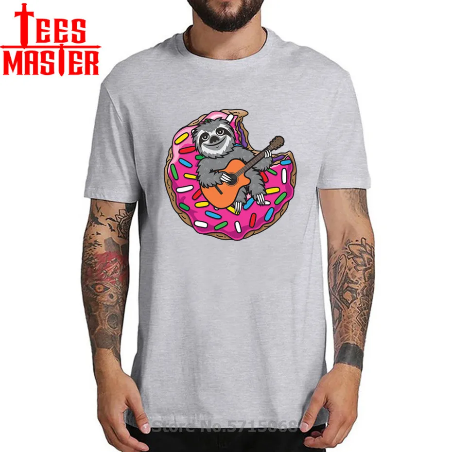 Футболка Ленивец Пончик гитара Забавный дизайн любит играть на гитаре новая