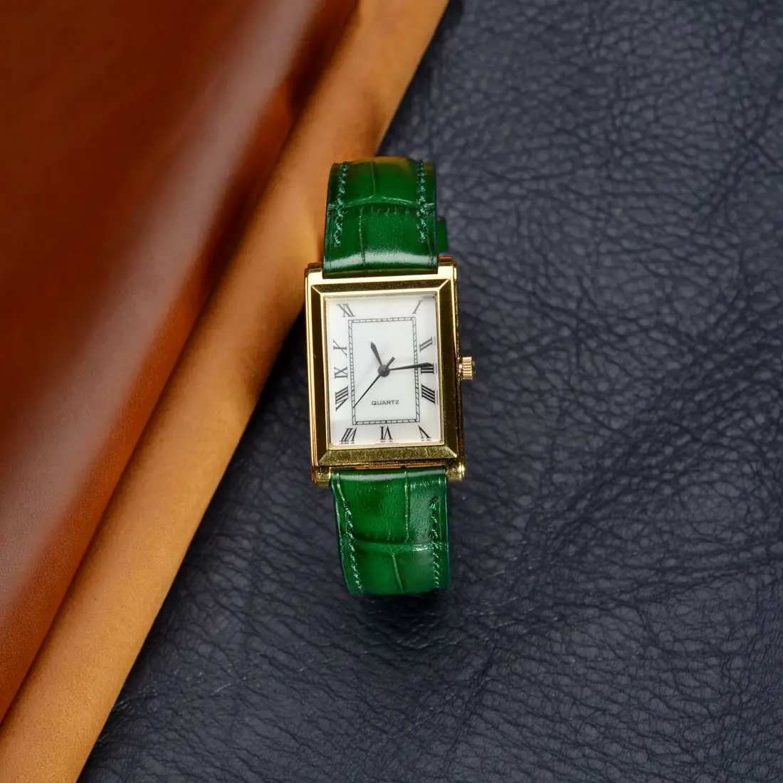 WOCCI Leather Watch Band 18mm 19mm 20mm 21mm 22mm Alligator Embossed Watch Strap for Men Women Gold Buckle