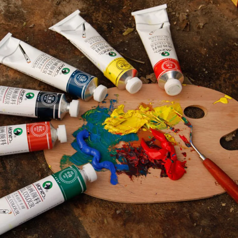 

Malee-1170 Oil Paint 170ml Lemon Yellow 12 Color Students Suit Single Aluminum Tube Art Creation White Artist