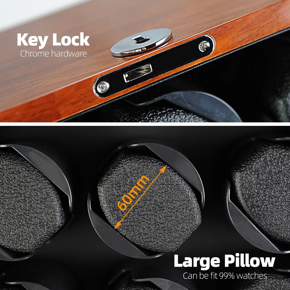 Роскошная коробка для намотки часов с твердым розовым деревом мотора Mabuchi