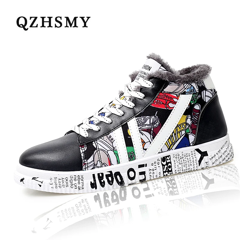 

QZHSMY плюс бархатная Мужская Вулканизированная обувь теплая спортивная повседневная обувь вышитая Студенческая модная обувь 2021 Новинка Лид...