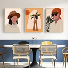 Абстрактный Плакат Картина на холсте женщина, настенные художественные плакаты в стиле бохо, скандинавские настенные картины для декора гостиной