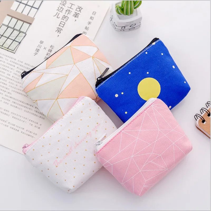 Кошелек для монет карман денег Холщовый большой чехол с принтом звезд Луны