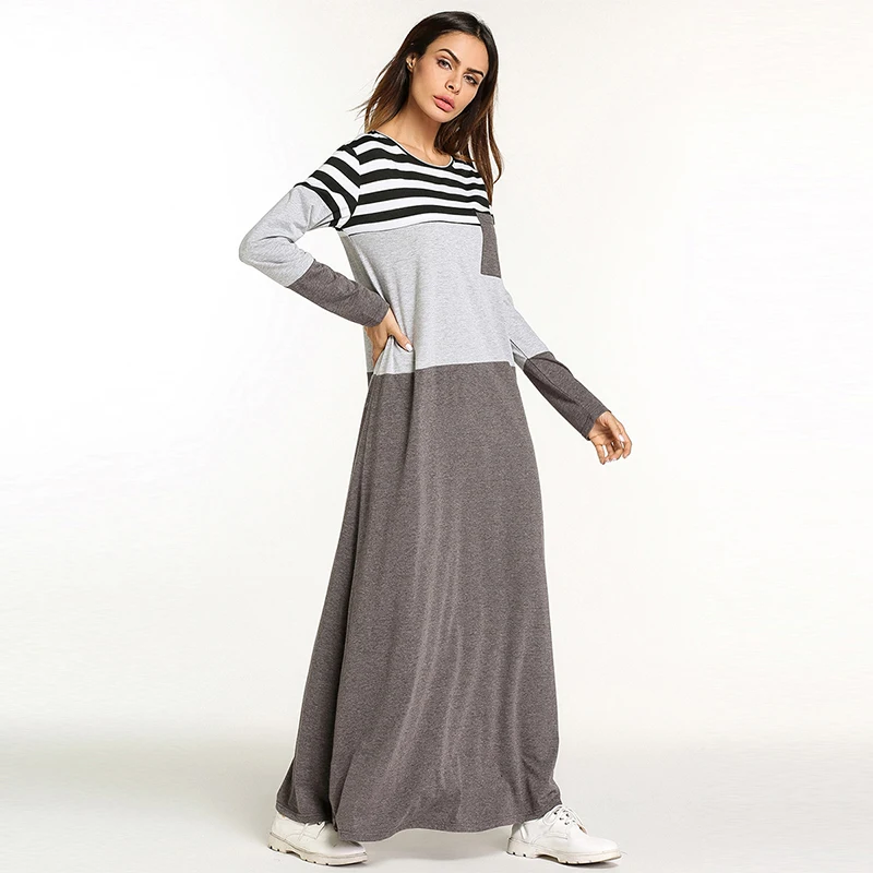 Женское мусульманское длинное платье в полоску на Ближнем Востоке Арабский