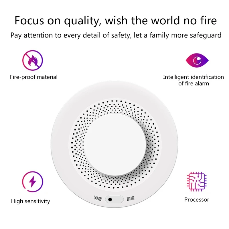 

Smart Fire Alarm Progressive Sound Photoelectric Smoke Built in High Accurate Electrochemical Sensor Remote Linkage APP