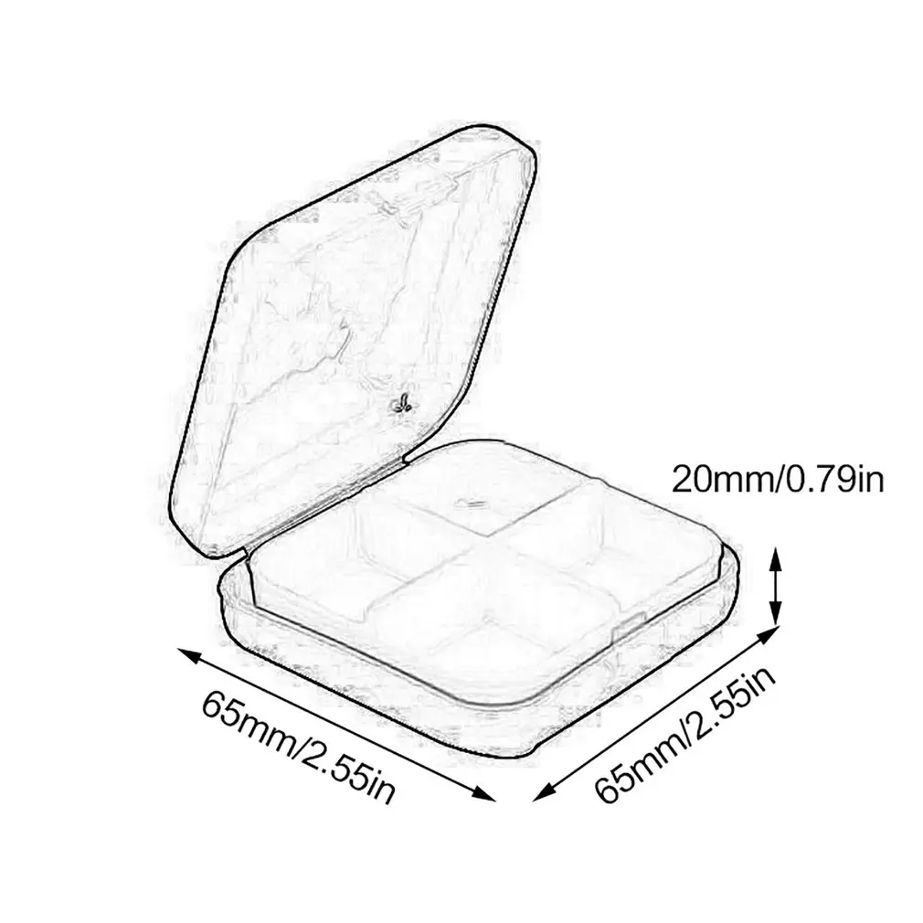 

Multifunctional 4 Grids Pill Box Portable Travel Vitamin Case Storage Organizer Compartment Pills Container Storage Box