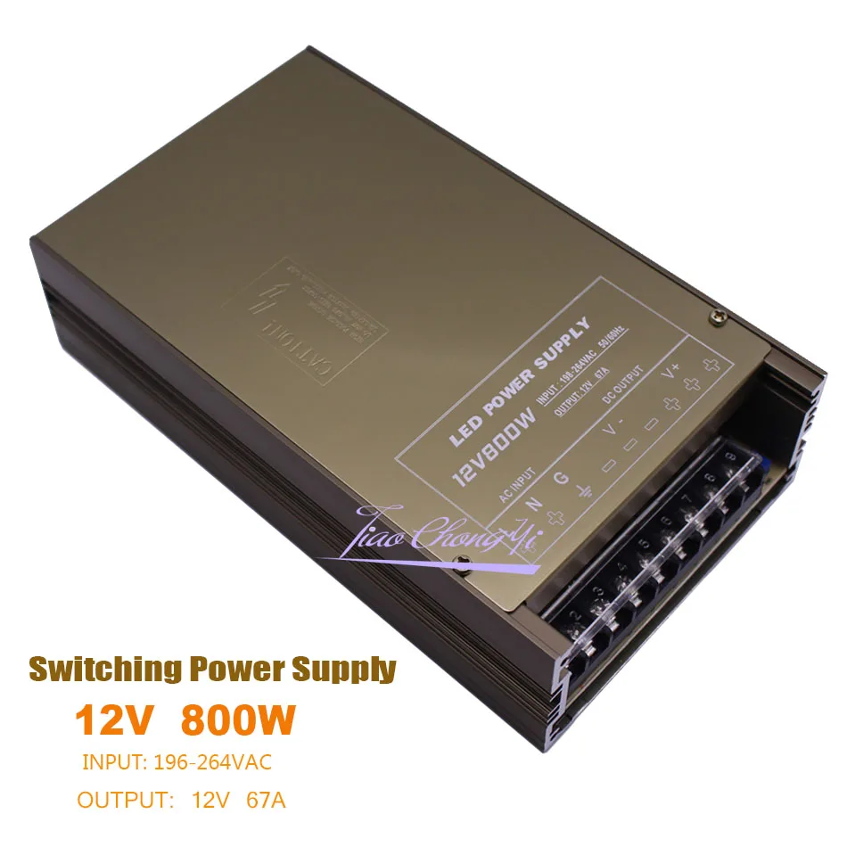 12V 67A 800W Switching Power Supply  Universal Regulated Silver color AC198-264V input for 24V WS2811 5050 LED Strip Light