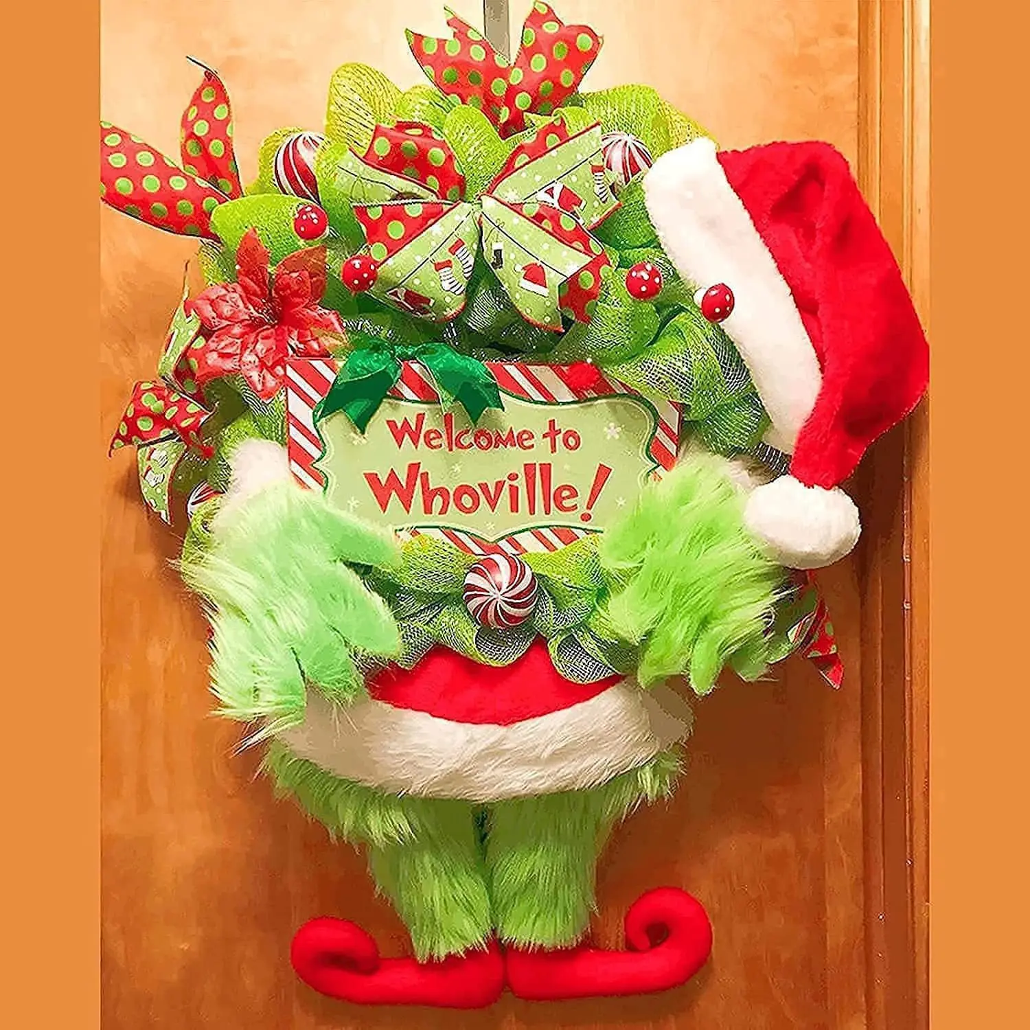 

Grinch Christmas Plush Wreath Garlands for New Year Christmas Home Christmas Decoration Wreath Plush Doll Gift for Kid Child
