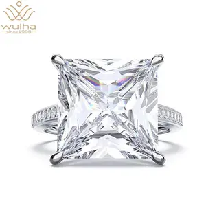 Wuiha 100% 925 Sterling Silver Princess Cut Created Moissanite Citrine Gemstone Engagement Fine Jewelry Luxury Women Rings