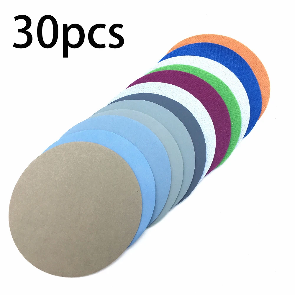 30pcs 3in Water Grinding 1500-10000Grit Round Sanding Discs Sandpaper Paper | Инструменты