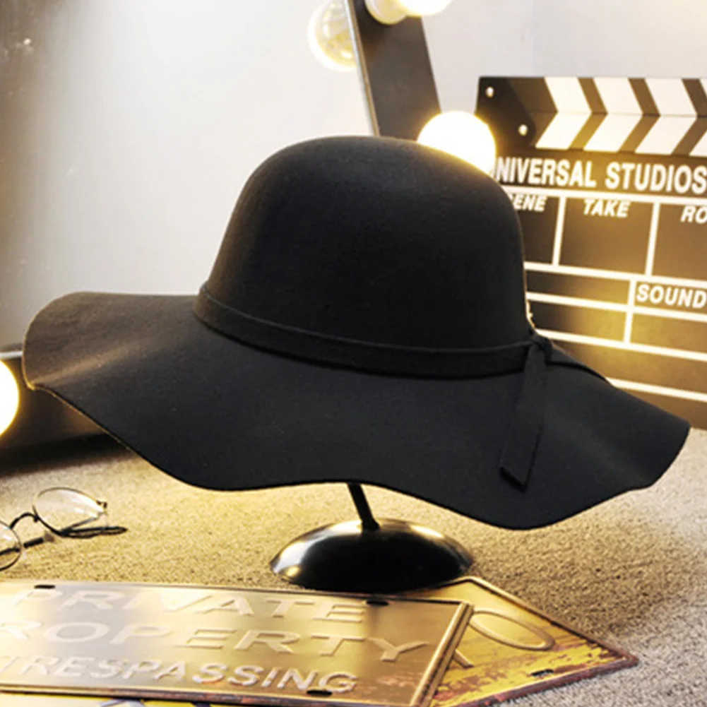 Новинка 2019 модная женская зимняя широкая шляпа из имитации шерсти элегантная