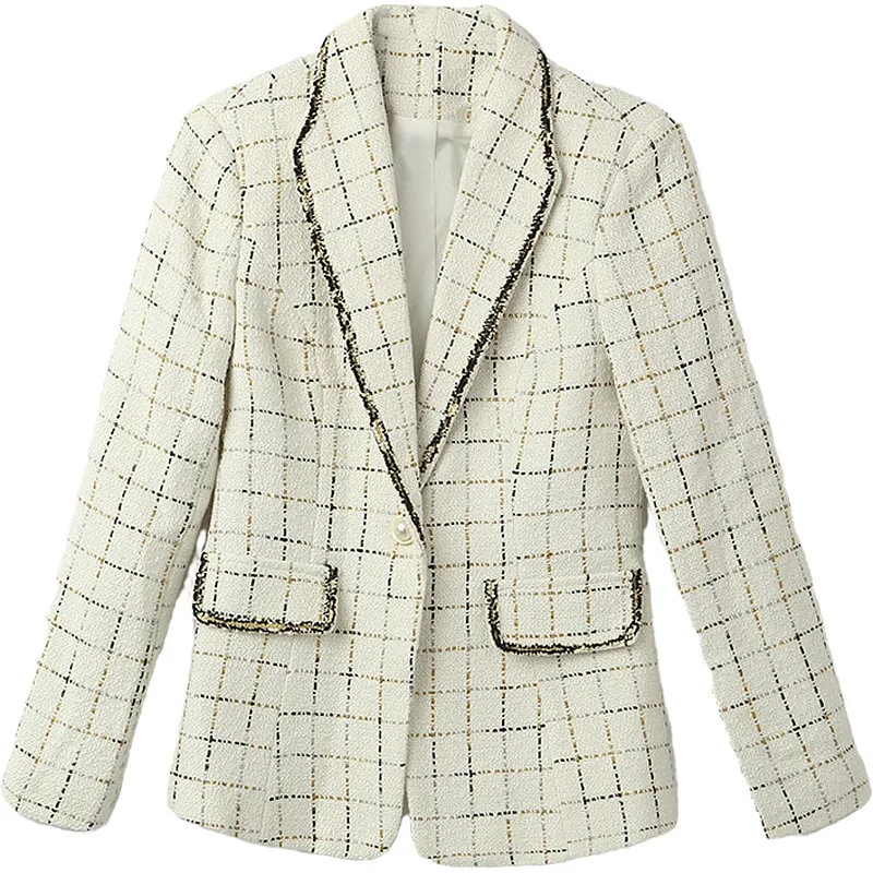 

Fashion Women's Suit Blazer Coat White Green Black Blaze Slim Ladies Slim Design Jacket Plaid Casual Top 4xl Jaqueta