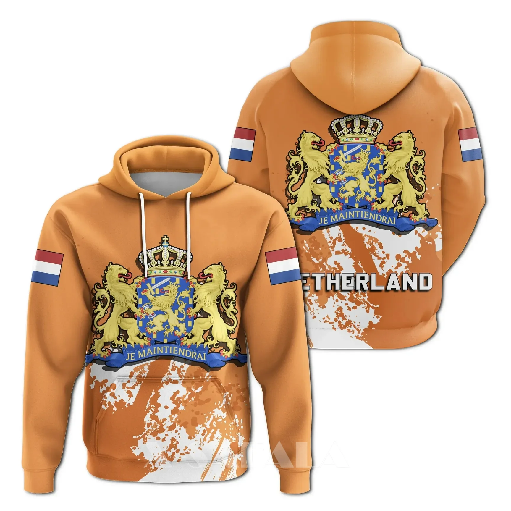 

Netherland Coat Of Arms Sweatshirt Spaint Style 3D Full Print Size Hoodie Man Women Outwear Zipper Pullover Sweatshirt Unisex-1