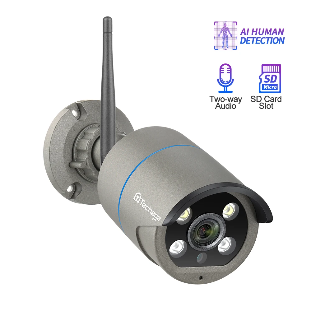 Techage iCsee 1080P SD карты запись Беспроводной Камера Wi-Fi 2-полосная аудио звук видео на открытом воздухе Ночное Видение безопасности CCTV наблюдения