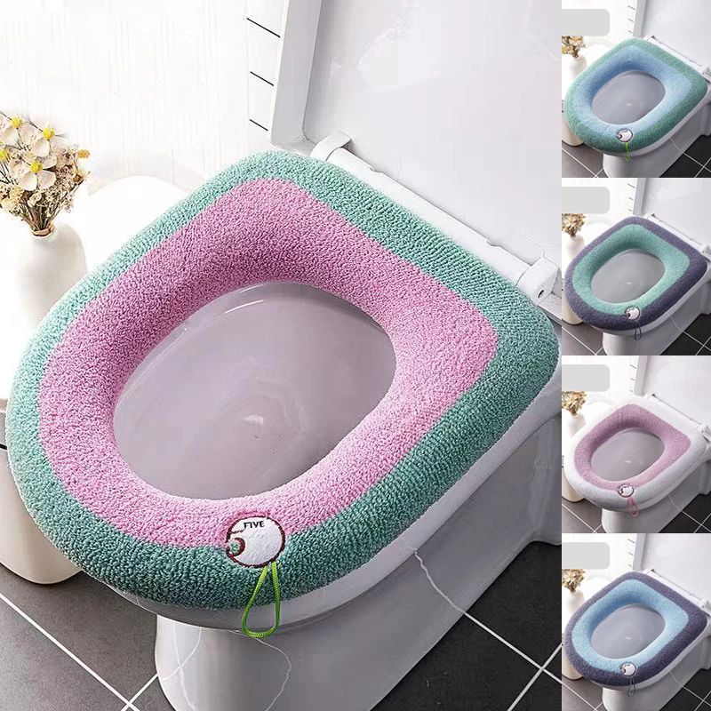 

Toilet Seat Cushion Household Plush Mat Closestool Cover Four Seasons General Toilet Pad Accessories Seat Ring Home Decoration