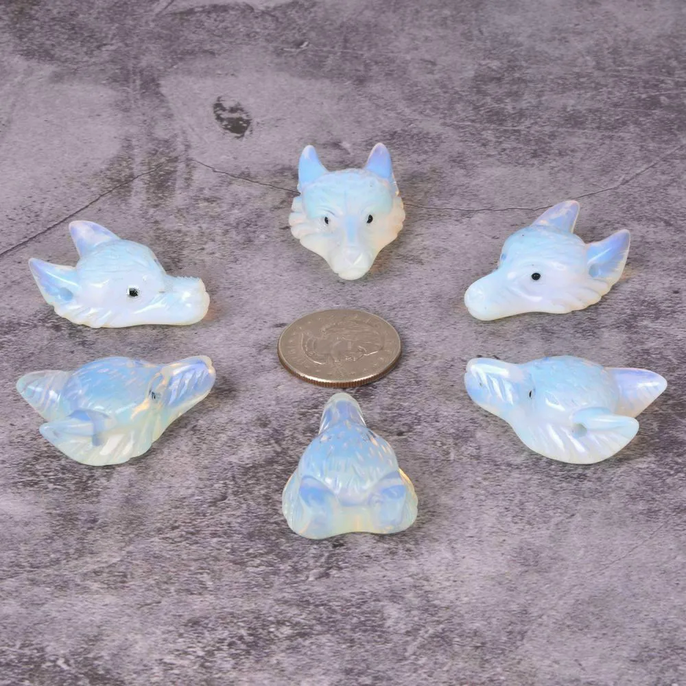 

Hand Carved mixed gemstone Golden Tiger Eye lapis wolf Head pendant DIY gift for necklace