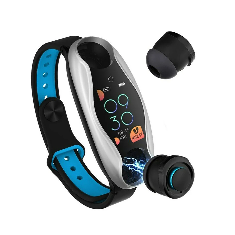 Смарт-часы-браслет TFT цветной экран Smartband фитнес-тренкер Bluetooth Спорт IP67 водонепроницаемый смарт-браслет с BT5.0 наушником